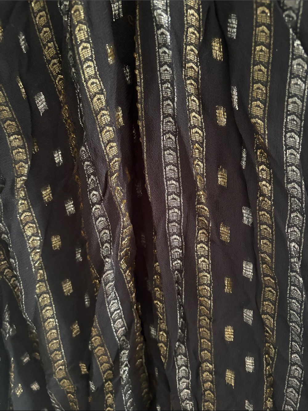 Anthropologie Black Dress with Gold Stripe Maxi US size 8 - Picture 2 of 6